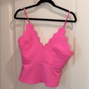 Hot & Delicious Pink Scalloped Tank Top